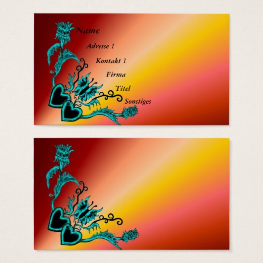 ハートと蝶が虹を描く (正面&裏面)