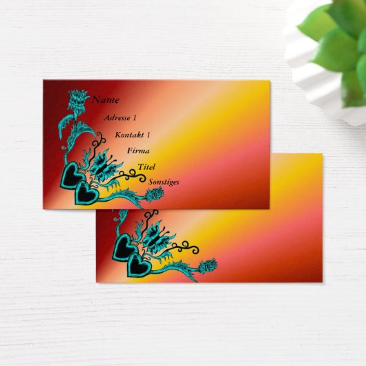 ハートと蝶が虹を描く (デスク)