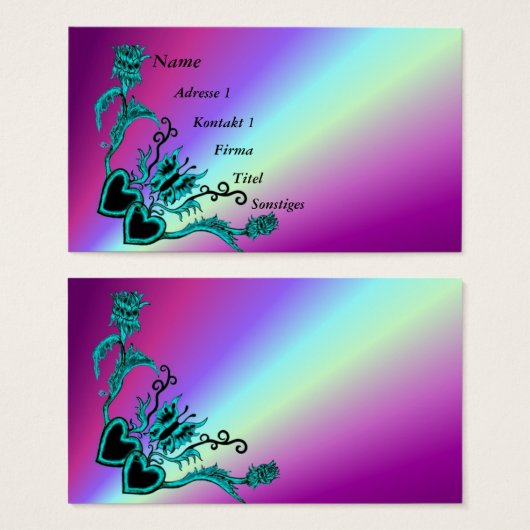 ハートと蝶が虹を描く (正面&裏面)