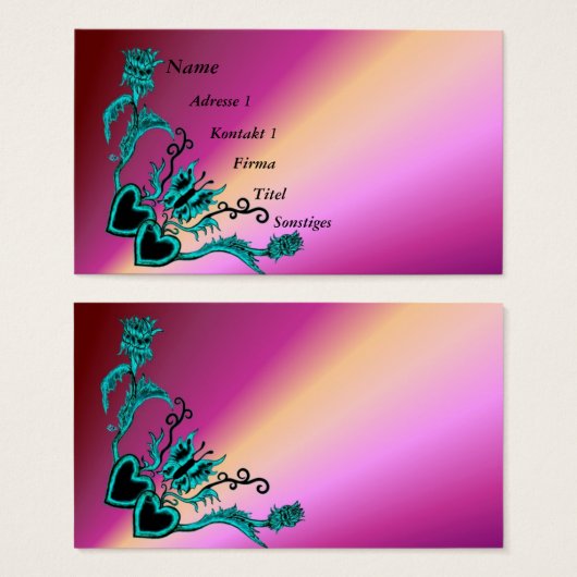 ハートと蝶が虹を描く (正面&裏面)