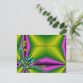 ハートと蝶が虹を描く ポストカード (スタンド正面)