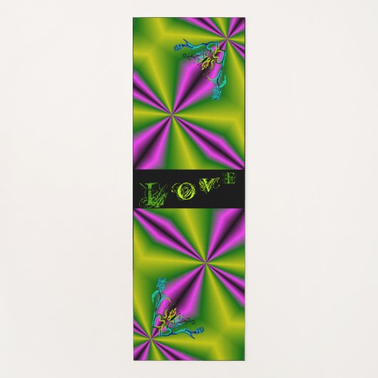 ハートと蝶が虹を描く ヨガマット (正面)