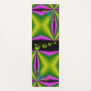 ハートと蝶が虹を描く ヨガマット