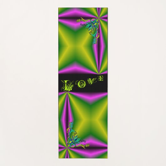 ハートと蝶が虹を描く ヨガマット (正面)