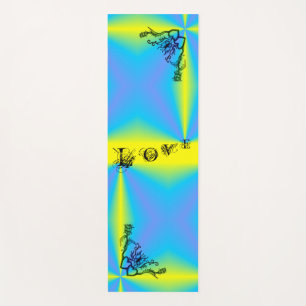 ハートと蝶が虹を描く ヨガマット