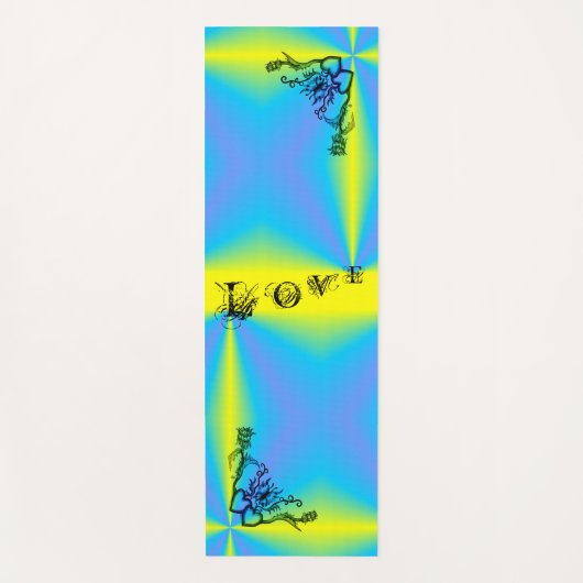 ハートと蝶が虹を描く ヨガマット (正面)