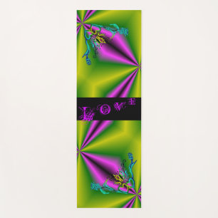 ハートと蝶が虹を描く ヨガマット