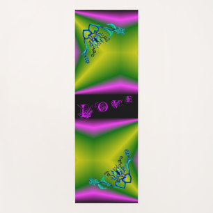 ハートと蝶が虹を描く ヨガマット