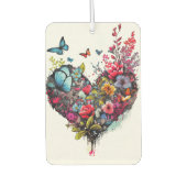 ハートと蝶の水色 カーエアーフレッシュナー (正面)