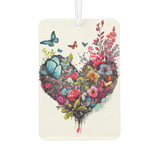 ハートと蝶の水色 カーエアーフレッシュナー (裏面)