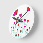 ハートと蝶バレンタインラブ ラウンド壁時計 (傾斜)