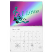 ハートと蝶ファンタジー カレンダー (3月 2026)