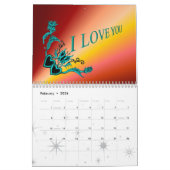 ハートと蝶ファンタジー カレンダー (2月 2026)