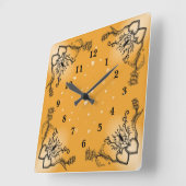 ハートと蝶 スクエア壁時計 (傾斜)