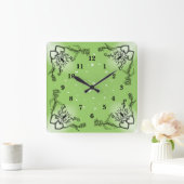 ハートと蝶 スクエア壁時計 (ホーム)