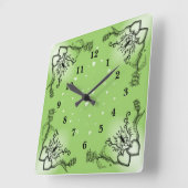 ハートと蝶 スクエア壁時計 (傾斜)