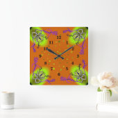 ハートと蝶 スクエア壁時計 (ホーム)