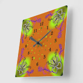 ハートと蝶 スクエア壁時計 (傾斜)