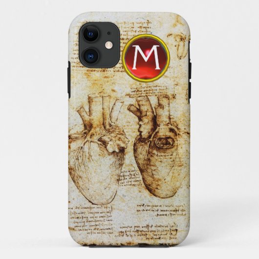 ハートと血管の羊皮紙モノグラム Case-Mate iPhoneケース (裏面)