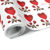 ハートと赤いバラがハッピーバレンタインデー ラッピングペーパー (ロールコーナー)