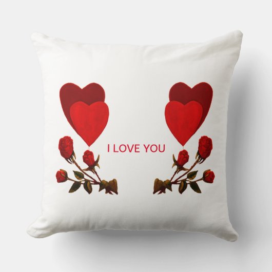 ハートと赤いバラ愛してるあなた クッション (正面)