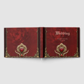 ハートと赤い光沢のエレガンス華美。 ゲストブック (全面)