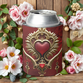 ハートと赤い光沢のエレガンス華美。 缶クーラー