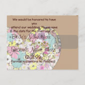 ハートと野生の花の日付を保存 案内ポストカード (裏面)