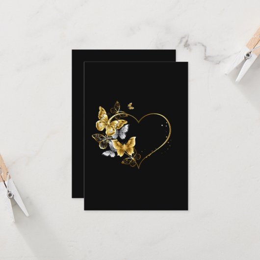 ハートと金蝶 カード (正面/裏面インサイチュ)