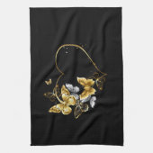 ハートと金蝶 キッチンタオル (縦)
