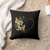 ハートと金蝶 クッション (ブランケット)