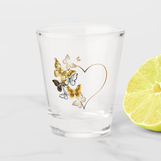 ハートと金蝶 ショットグラス (正面)