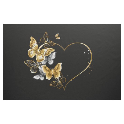 ハートと金蝶 ファブリック (ヤード)