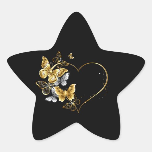 ハートと金蝶 星シール (正面)