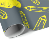 ハートと鉛筆：シームレススクールラッピング紙 ラッピングペーパー (ロールコーナー)