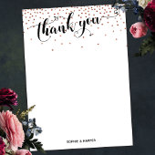 ハートと銅のコンフェッティのカリグラフィー サンキューカード