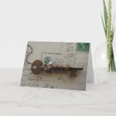 ハートと鍵ミックスメディアネックレススチルライフ カード (正面)