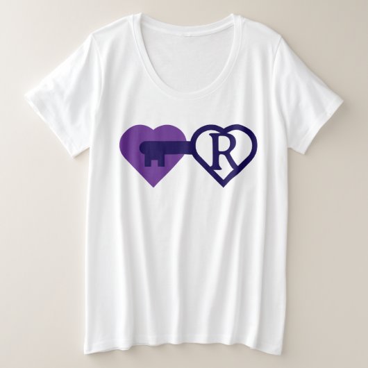 ハートと鍵 プラスサイズTシャツ (デザイン正面)