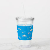 ハートと雲が青 アクリルタンブラー (左)