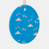 ハートと雲が青 セラミックオーナメント (右)