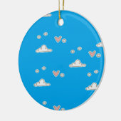 ハートと雲が青 セラミックオーナメント (左)