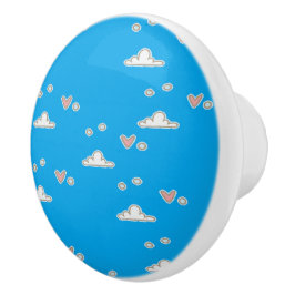 ハートと雲が青 セラミックノブ