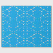 ハートと雲が青 ラッピングペーパー (フラット)