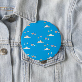 ハートと雲が青 缶バッジ