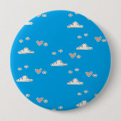 ハートと雲が青 缶バッジ (正面)