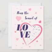 ハートと音符のイラスト カード (正面)