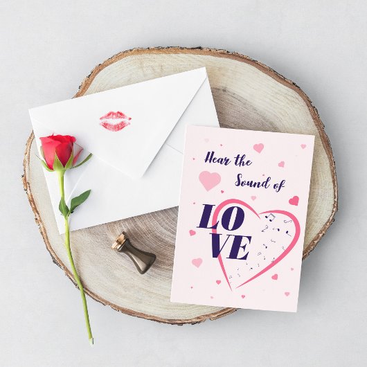 ハートと音符のイラスト カード