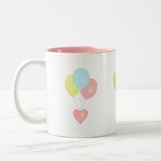 ハートと風船 ツートーンマグカップ (左)