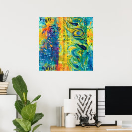 ハートと魂：抽象芸術ミニマリスト ポスター