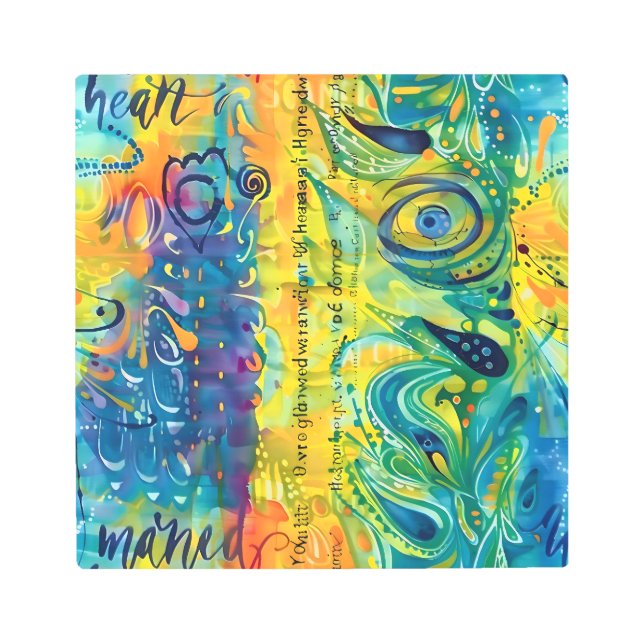 ハートと魂：抽象芸術ミニマリスト メタルプリント (正面)